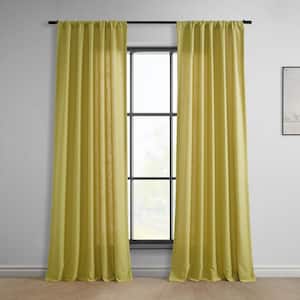 Ochre Yellow Classic Faux Linen Rod Pocket Light Filtering Curtain - 50 in. W x 108 in. L (1 Panel)