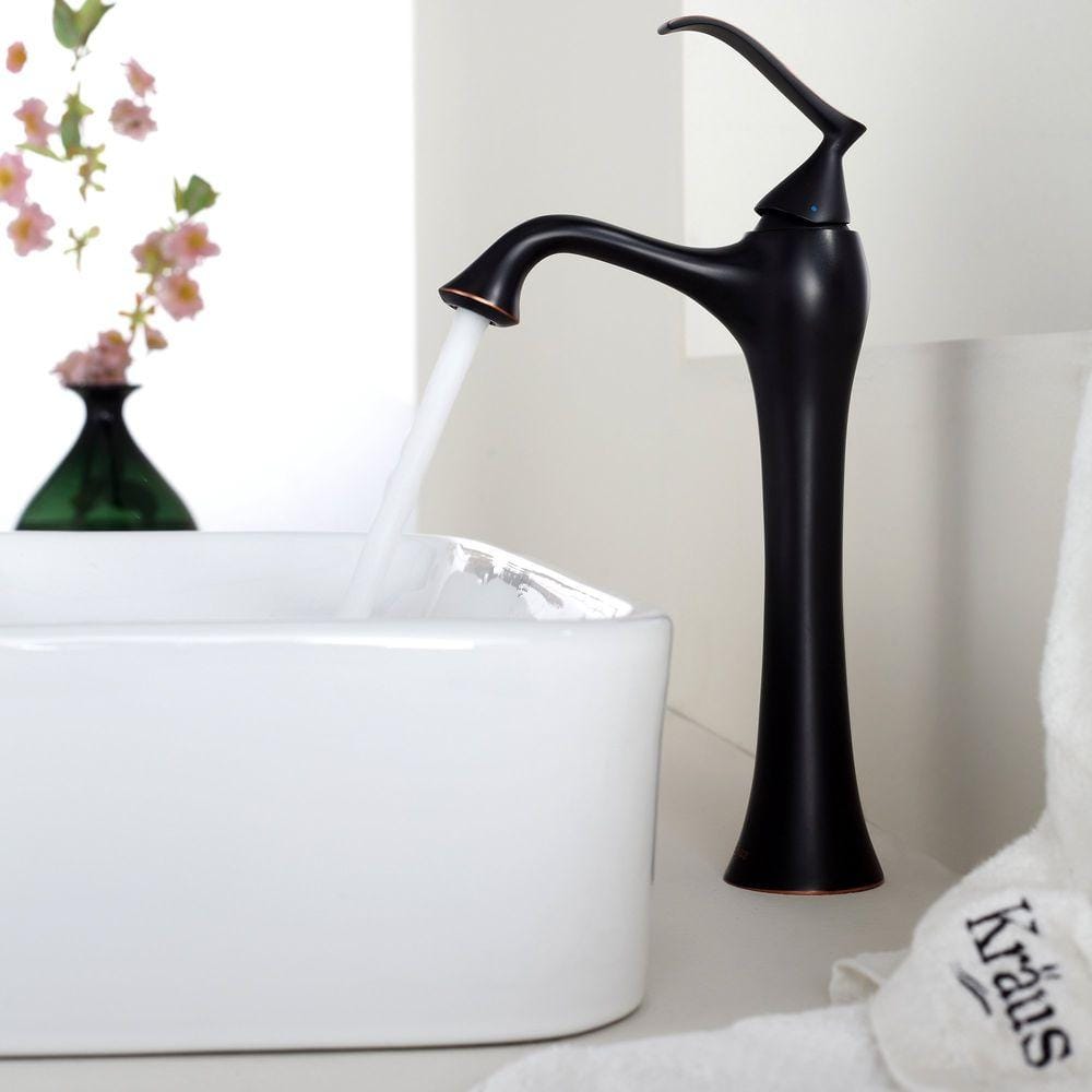 White Ceramic Rectangular Vessel Sink with Oil Rubbed Bronze Drain