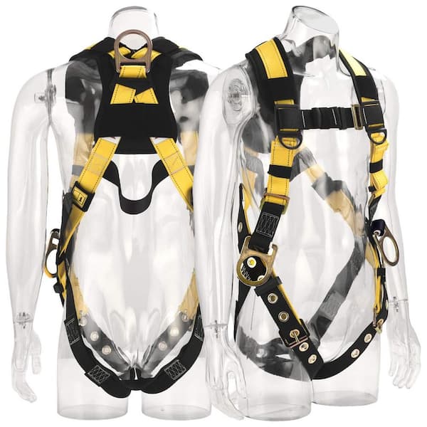 Industrial Fall Protection Safety Harness 3D-Rings with Leg Tongue Buckles Shoulder Pad Support ANSI CSA Compliant