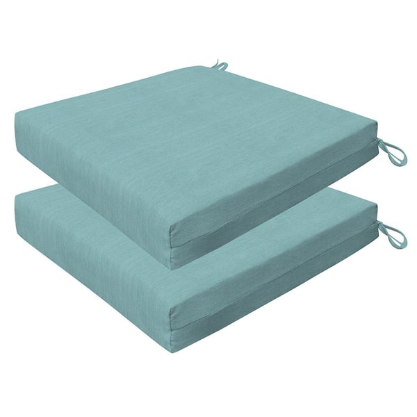 Honeycomb Outdoor 20 in. Square Premium Dining Seat Cushion Textured Solid Coastal Blue (Set of 2)