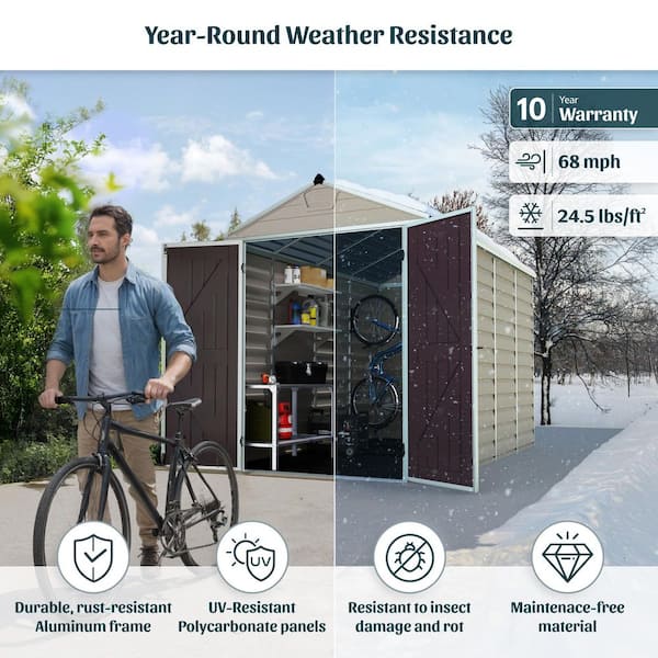 SkyLight 6 ft. W x 8 ft. D Resin Plastic Outdoor Garden Storage Shed with Floor (45.2 sq. ft) in Midnight Gray