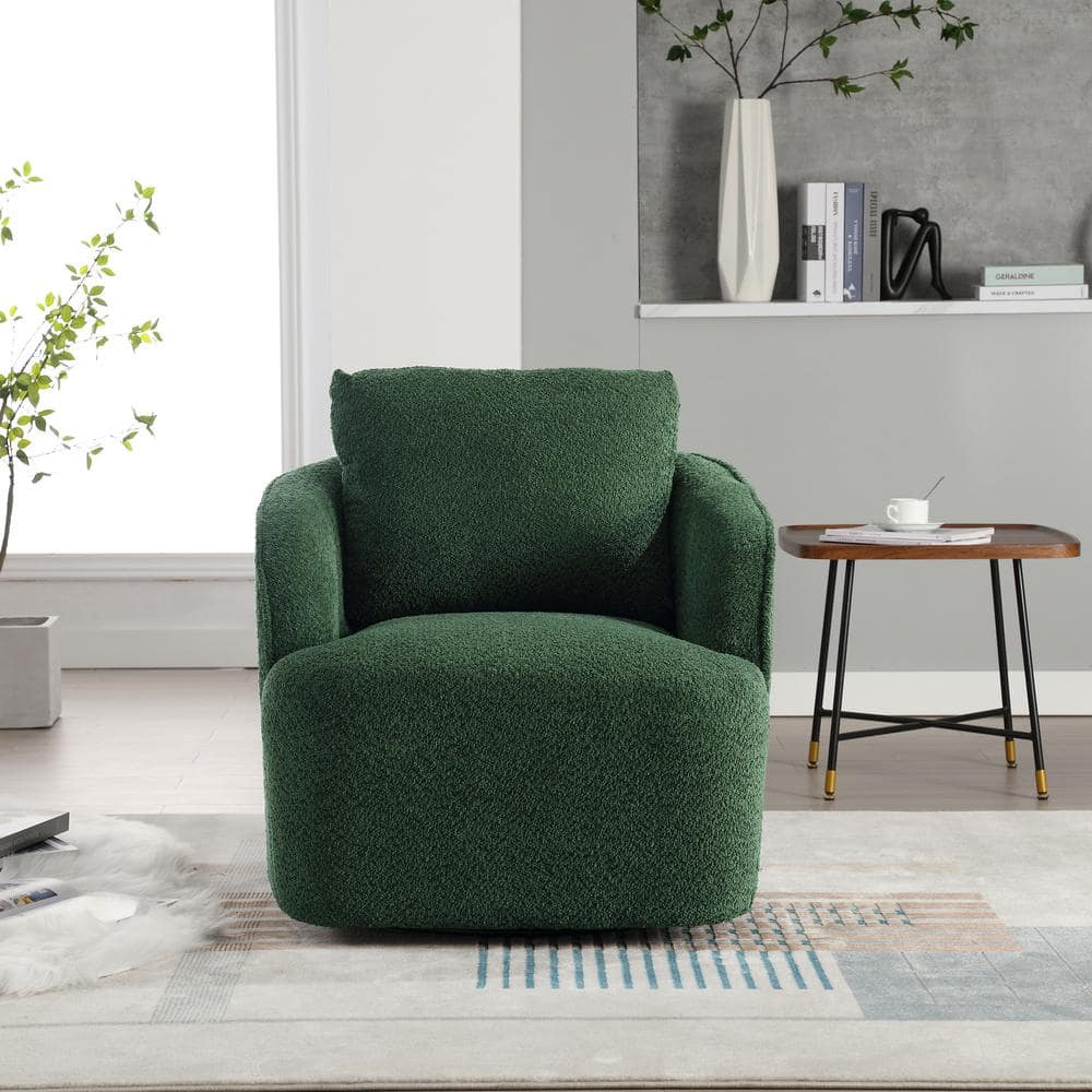 30.3 in. W Green Boucle Upholstered Swivel Accent Chair for Living Room Bed