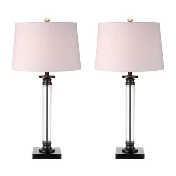 Mason 30 in. Black/Clear Glass and Metal Table Lamp (Set of 2)