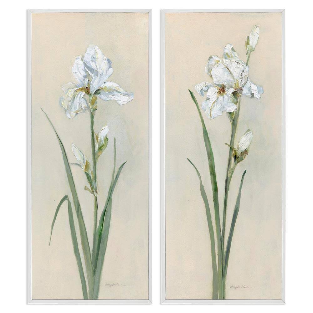 White Irises Traditional by Sally Swatland 2 Pieces White Framed Nature Giclee Art Print 30 in. x 13 in. price history on PriceWatchPro