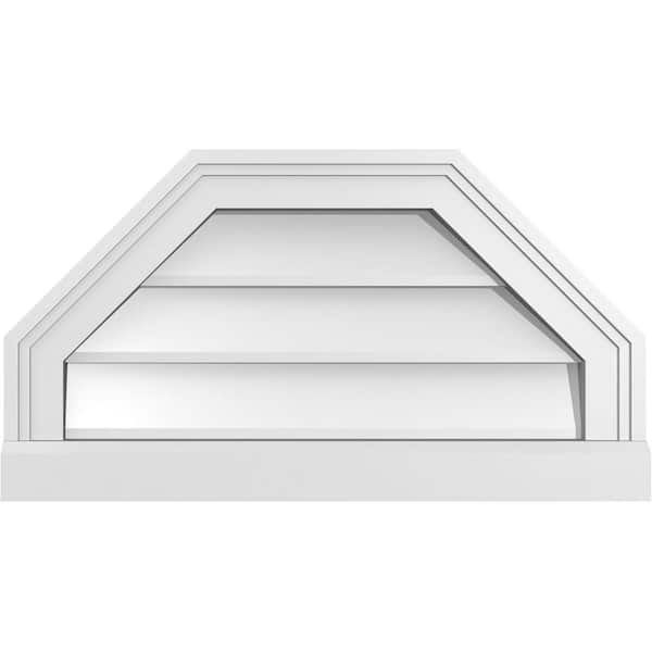 Ekena Millwork 22" x 12" Octagonal Top Surface Mount PVC Gable Vent: Non-Functional with Brickmould Sill Frame