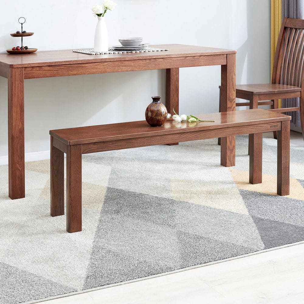 Maria 47.24 in. Walnut Entryway Dining Bench with Solid Wood