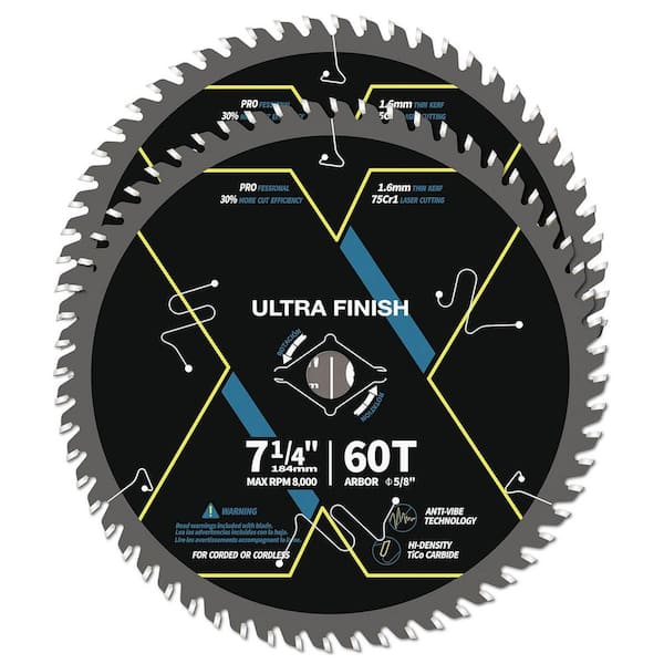 Unbranded 7-1/4 in. 60-Tooth Circular Saw Blade with Ultra Finish Carbide Tip Thin Kerf for Wood Cutting (2-Pack)