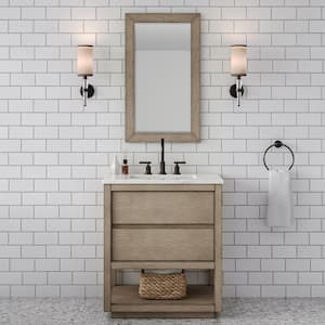 Oakman 30 in. W x 22 in. D x 34.3 in. H Bath Vanity in Grey Oak with Marble Top with White Basin
