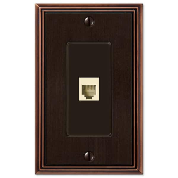 AMERELLE Rhodes 1 Gang Phone Metal Wall Plate - Aged Bronze