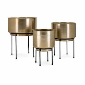 Bladdo Metal Planters on Stand (Set of 3)