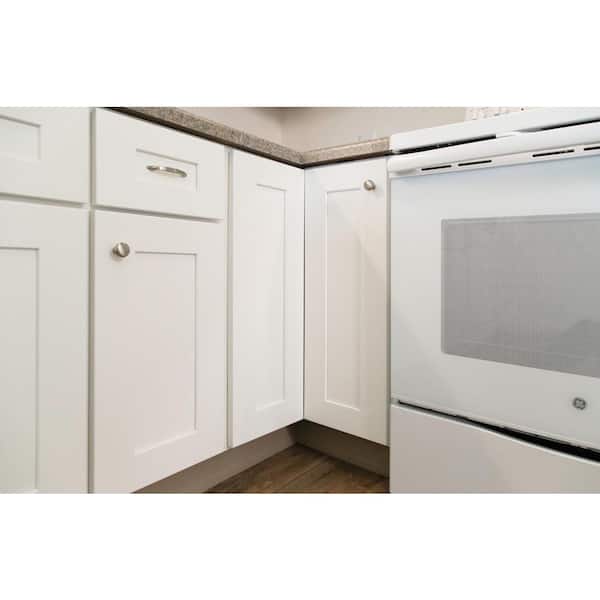 Brookings Solid Wood Ready to Assemble Shaker 36x34.5x24 in. 2 Door Lazy Susan Corner Base Kitchen Cabinet in White