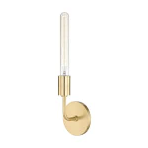 Ava 1-Light Aged Brass 16.5 in. H Wall Sconce