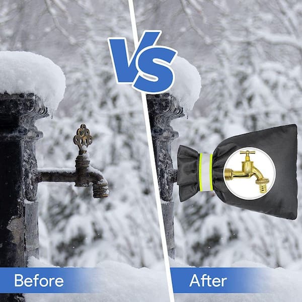 3x Outdoor Water Faucet Cover Socks - Thickened Freeze Protection, Waterproof, Black