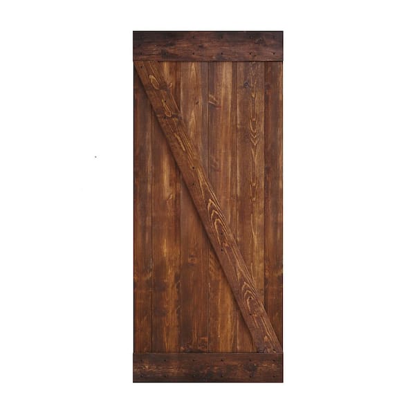 COAST SEQUOIA INC Z Series 36 in. x 84 in. Dark Walnut DIY Knotty Wood Sliding Barn Door Slab