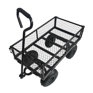 Metal 4-Wheeled Folding Utility Hand Cart in Black