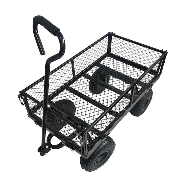 Tatahance Metal 4-Wheeled Folding Utility Hand Cart in Black