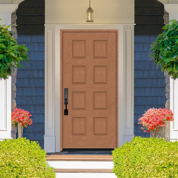 Regency 36 in. x 80 in. 8-Panel RHIS Autumn Wheat Stain Mahogany Fiberglass Prehung Front Door