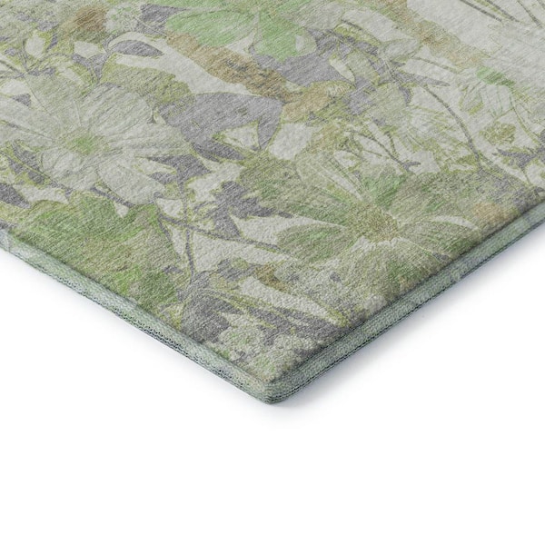Mayfield Premium Machine Washable Abstract AMF1506 Aloe 5 ft. x 7 ft. 6 in. Area Rug