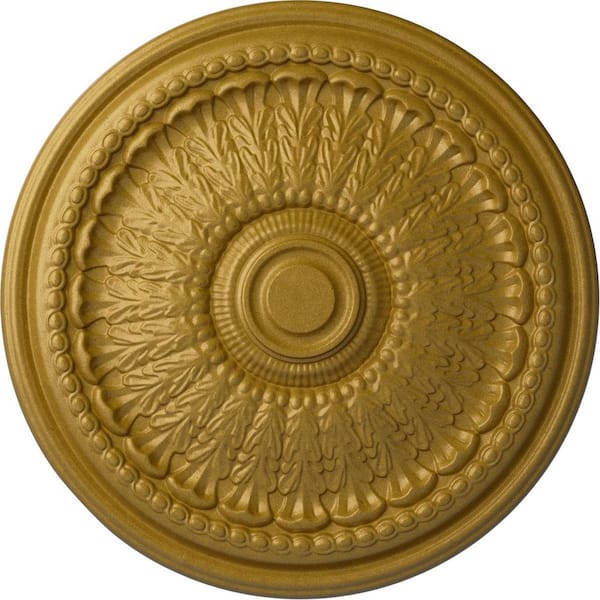 Ekena Millwork 27 in. x 2-1/2 in. Brunswick Urethane Ceiling Medallion (Fits Canopies up to 4-1/2 in.), Pharaohs Gold