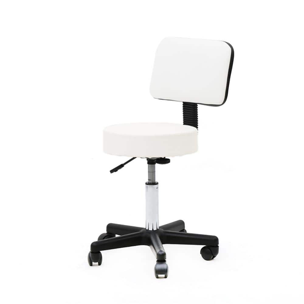 Winado 34 in. Height White PU Leather Seat Adjustable Hydraulic Rolling