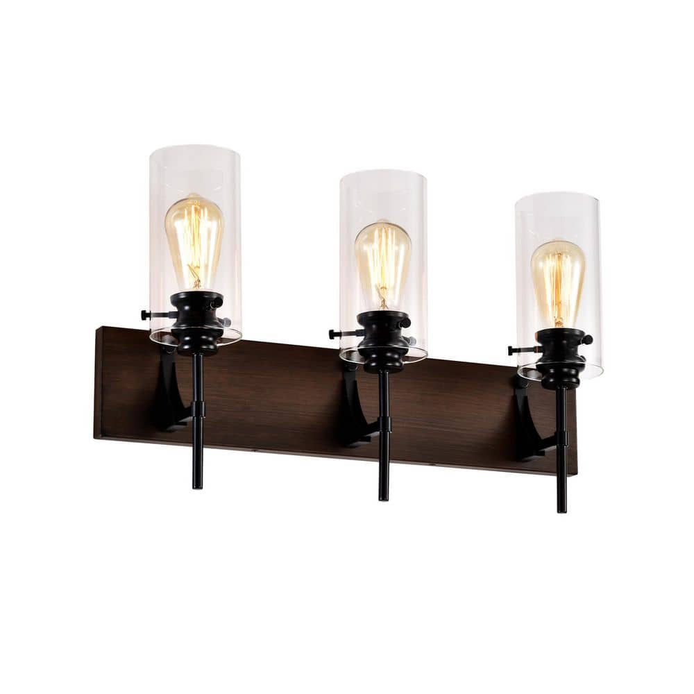 Vintage 23.3 in. 3-Light Matte Black Metal Vanity Light with Glass Shade price history on PriceWatchPro