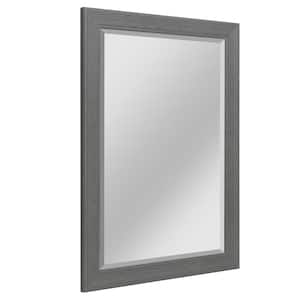 33.5 in. H x 27.5 in. W Classic Rectangle Framed Woodgrain Textured Gray Beveled Edge Accent Wall Mirror