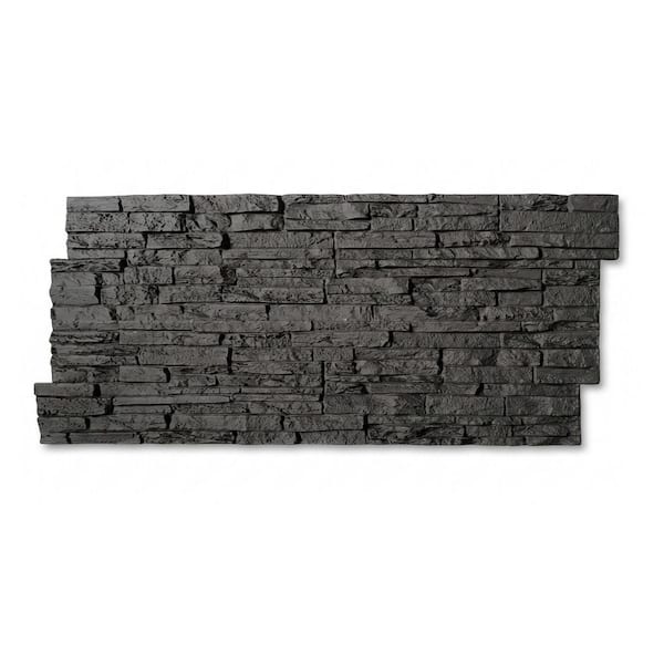 Modern 47.3 in. W x 23.6 in. L Space Black Faux Stone Siding Panel, Polyurethane Fire and Moisture Resistant, 8-Pack