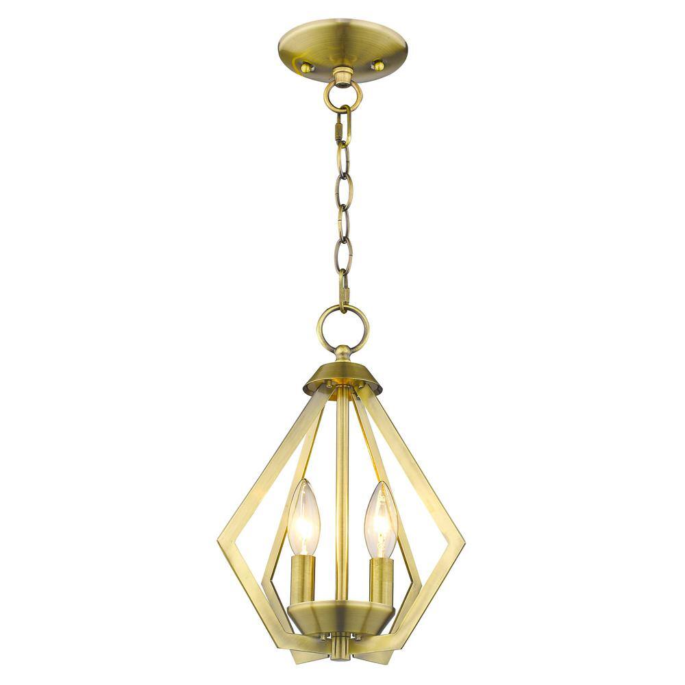 Mini Geometric Brass Pendant Light with Steel Frame