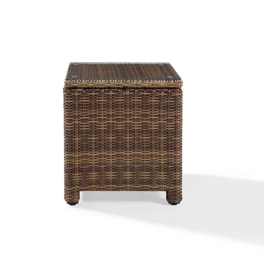 Bradenton Brown Wicker and Glass Outdoor Side Table