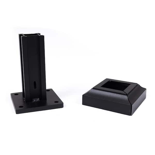 Deckorators 2 in. x 2 in. Black Metal Flange Mount Kit for Privacy Screen Post
