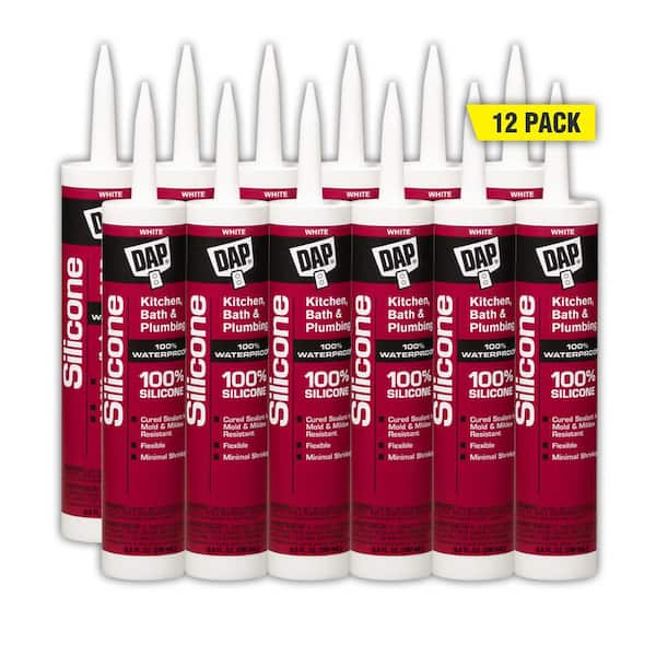 Silicone 9.8 oz. White Kitchen and Bath Silicone Caulk (12-Pack)