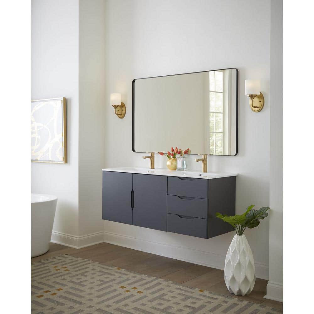 Lynzie Collection 5.25 in. 1-Light Brushed Gold Etched Opal Glass Modern Bath Vanity Light price history on PriceWatchPro
