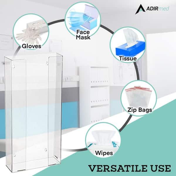 Quad Box Capacity Wall Mount Acrylic Glove Box Dispenser