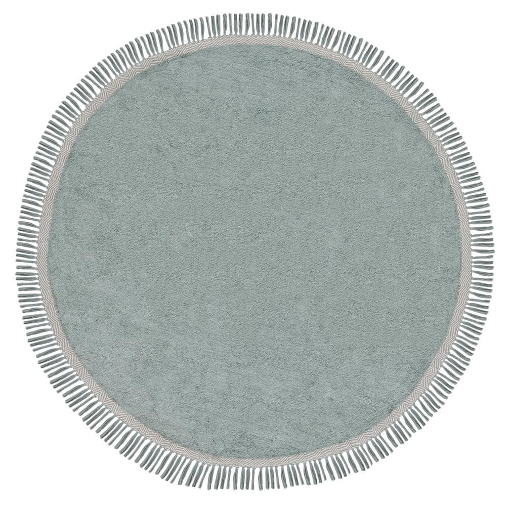 Ivory Machine SAFAVIEH Easy Care 8 ft. x 8 ft. Round Teal/Ivory Machine Washable ...