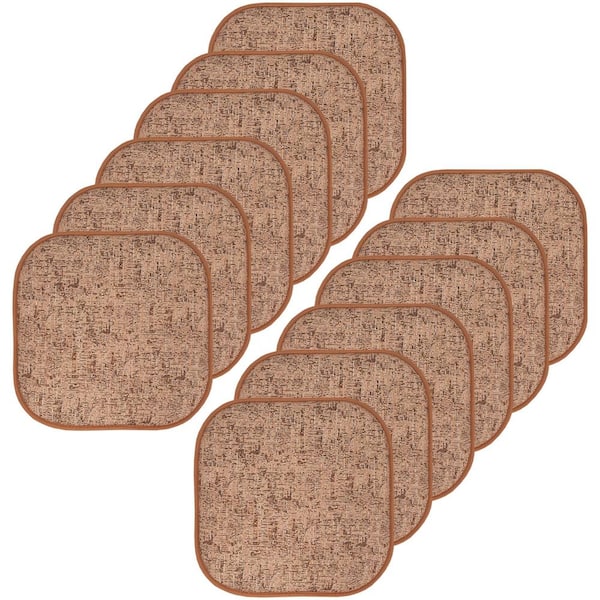 Sweet Home Collection Broadway Square Memory Foam 16 in.x16 in. Non-Slip Back, Chair Cushion (12-Pack), Rust/Brown