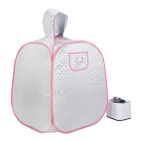 Whatseaso Foldable Half Body Steam Sauna Box Tent for Spa Detox at Home Folding Steel Ring 120V/60HZ in Grey