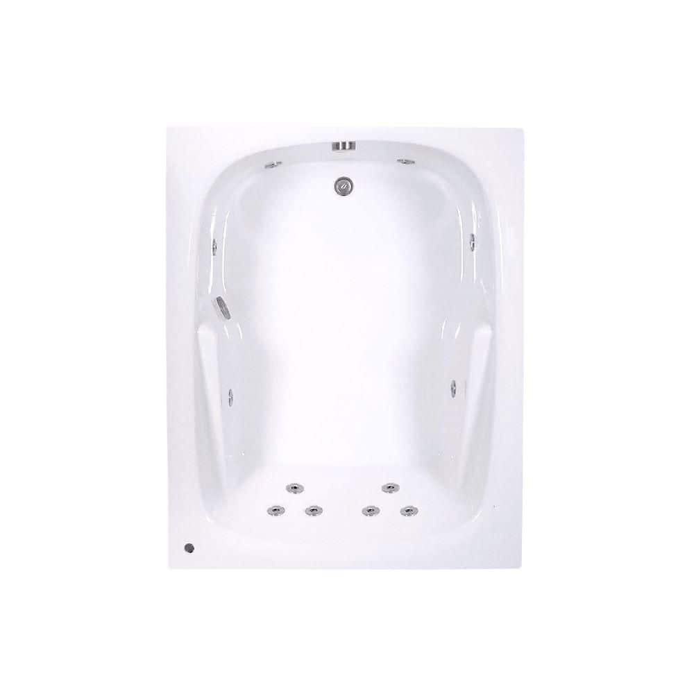 60 in. x 48 in. Acrylic Rectangular Drop-in Whirlpool Bathtub with Reversible Drain in White price history on PriceWatchPro