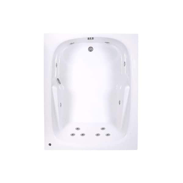 60 in. x 48 in. Acrylic Rectangular Drop-in Whirlpool Bathtub with Reversible Drain in White