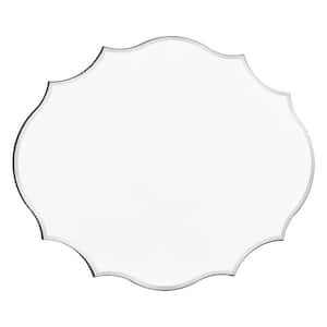 22 in. W x 28 in. H Scalloped Oval Beveled Wall Mounted Frameless Mirror