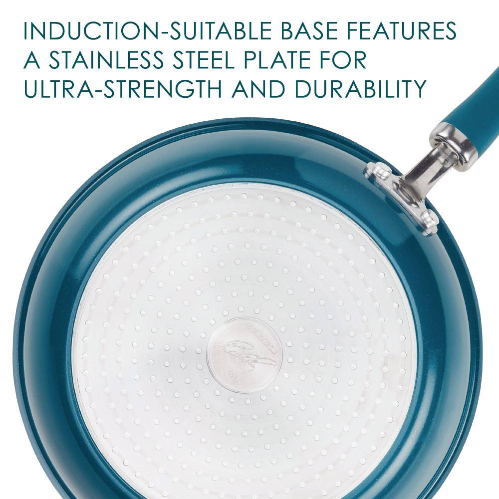 Teal Shimmer 14.25-Inch Aluminum Nonstick Wok with Silicone Handles
