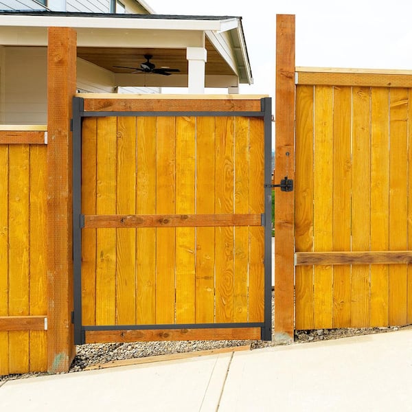 Adjustable Gate Kit, Fits 60-96 in. Openings, 6-7 ft. High, Anti-Sag Frame with Latch Lock, Screws for Wood/Iron Fences