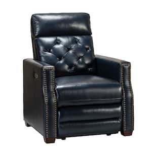 Bona 31.50"Wide Navy Genuine Leather with USB Port Recliner