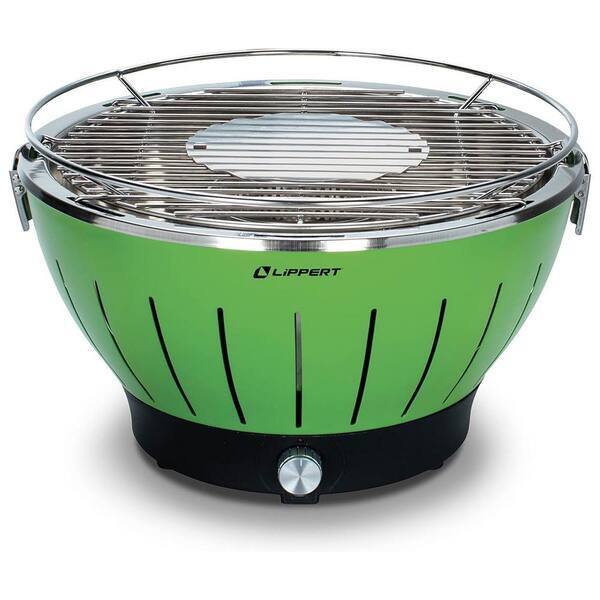 Lippert Portable Charcoal Grill in Green with Cooler Attachment and Carry Case, Charcoal type