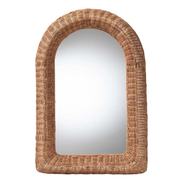 Brisia Natural Rattan 24 in. W x 35.4 in. H Arched Mirror