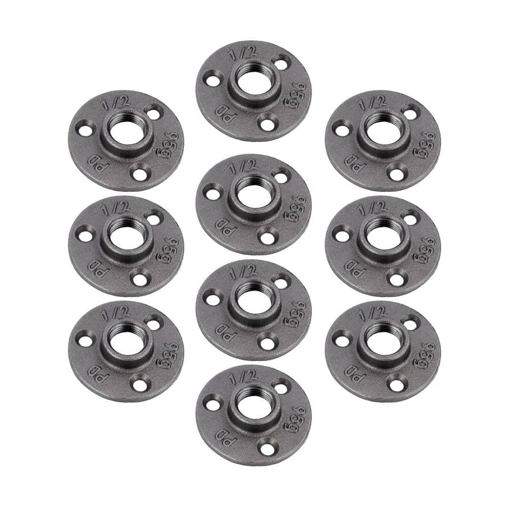 1/2 in. x 2.5 in. Black Iron Round Mini Floor Flange Fitting (10-Pack) price history on PriceWatchPro