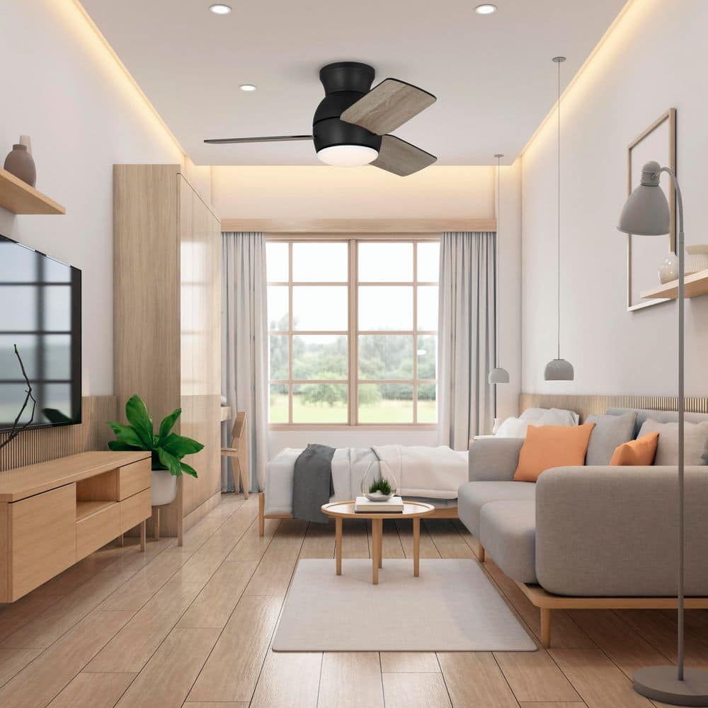 Marcross 30 in. Matte Black Standard Flush Mount Ceiling Fan with DC Motor, White Adjustable LED Light, and Remote price history on PriceWatchPro