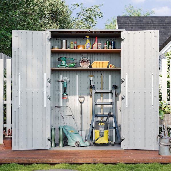 Sizzim 52 in. W x 30 in. D x 75 in. H White Resin Storage Shed