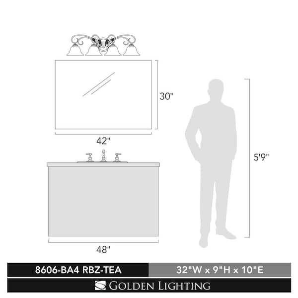 Golden Lighting - Homestead Collection 4-Light Rubbed Bronze Bath Vanity Light