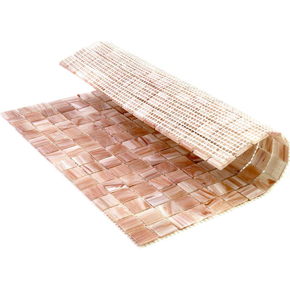 Celestial 12 in. x 12 in. Glossy Pink Glass Mosaic Tile