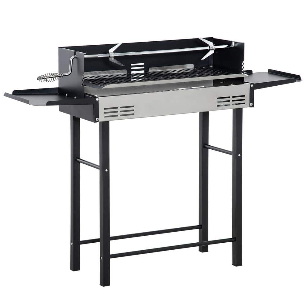 Stainless Steel Rotisserie Grill with Foldable Shelves